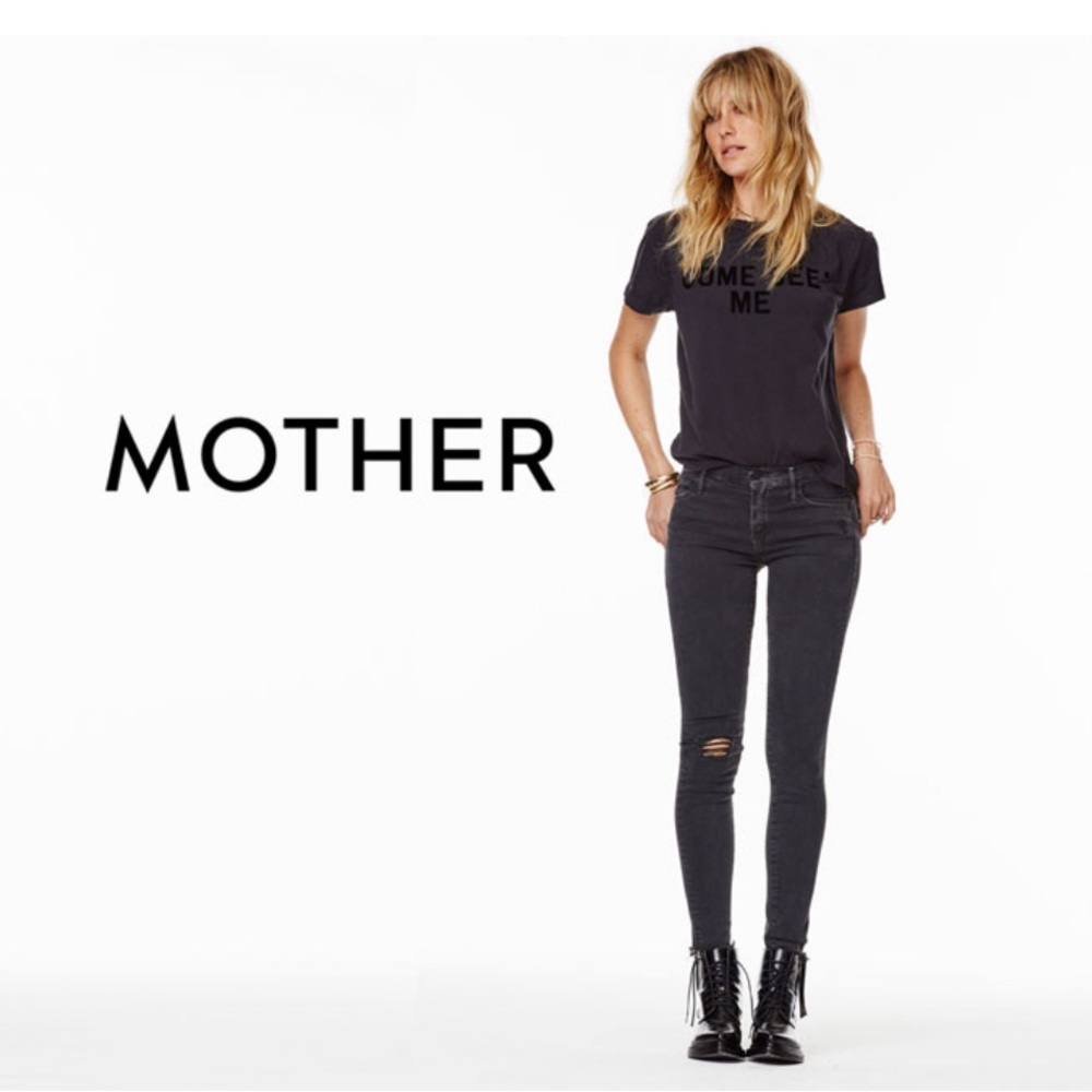 Mother brand faded black skinny jeans.  “The Charmer” size: 28